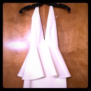 Peplum white cocktail dress